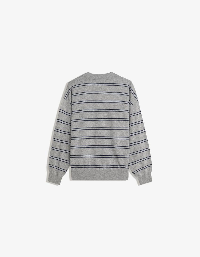 Pulover guler polo-Gri