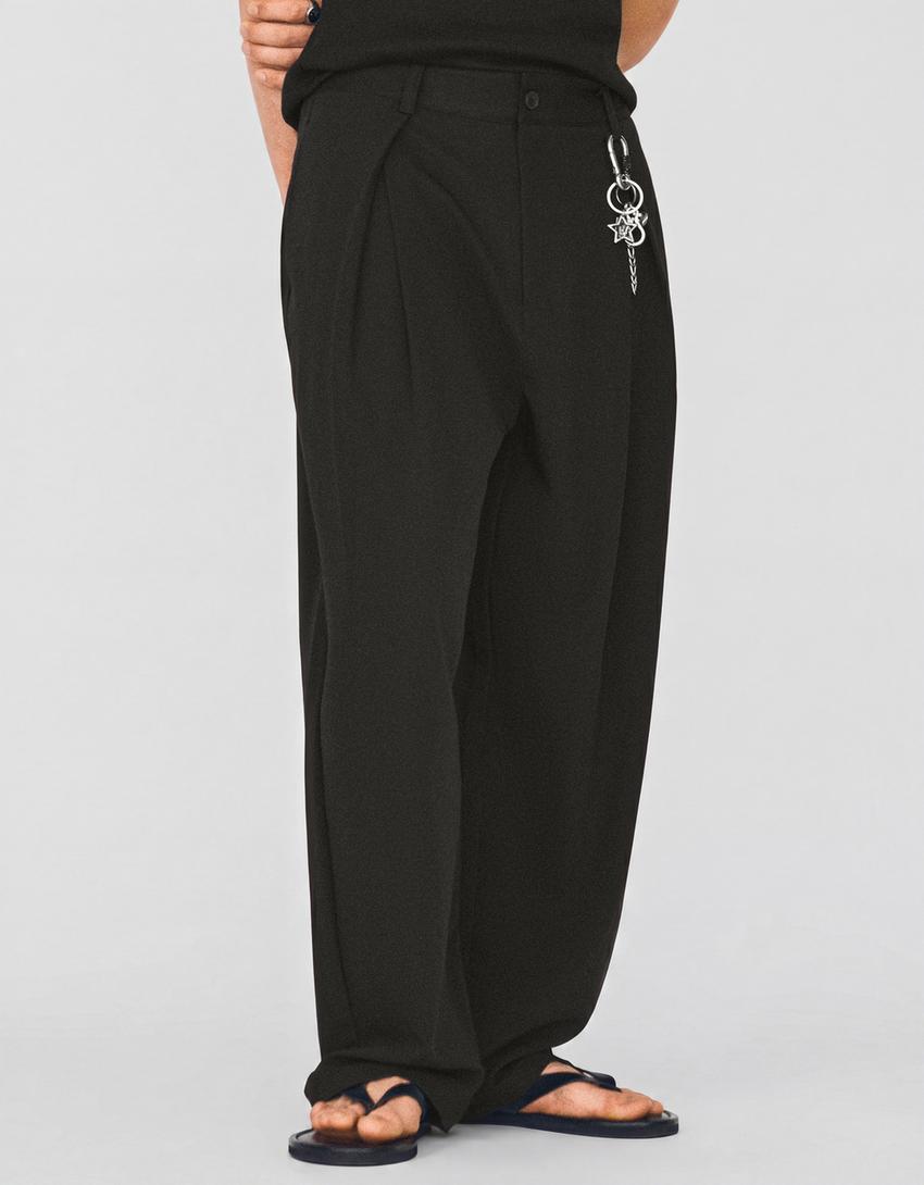 Pilili baggy pantolon-Siyah