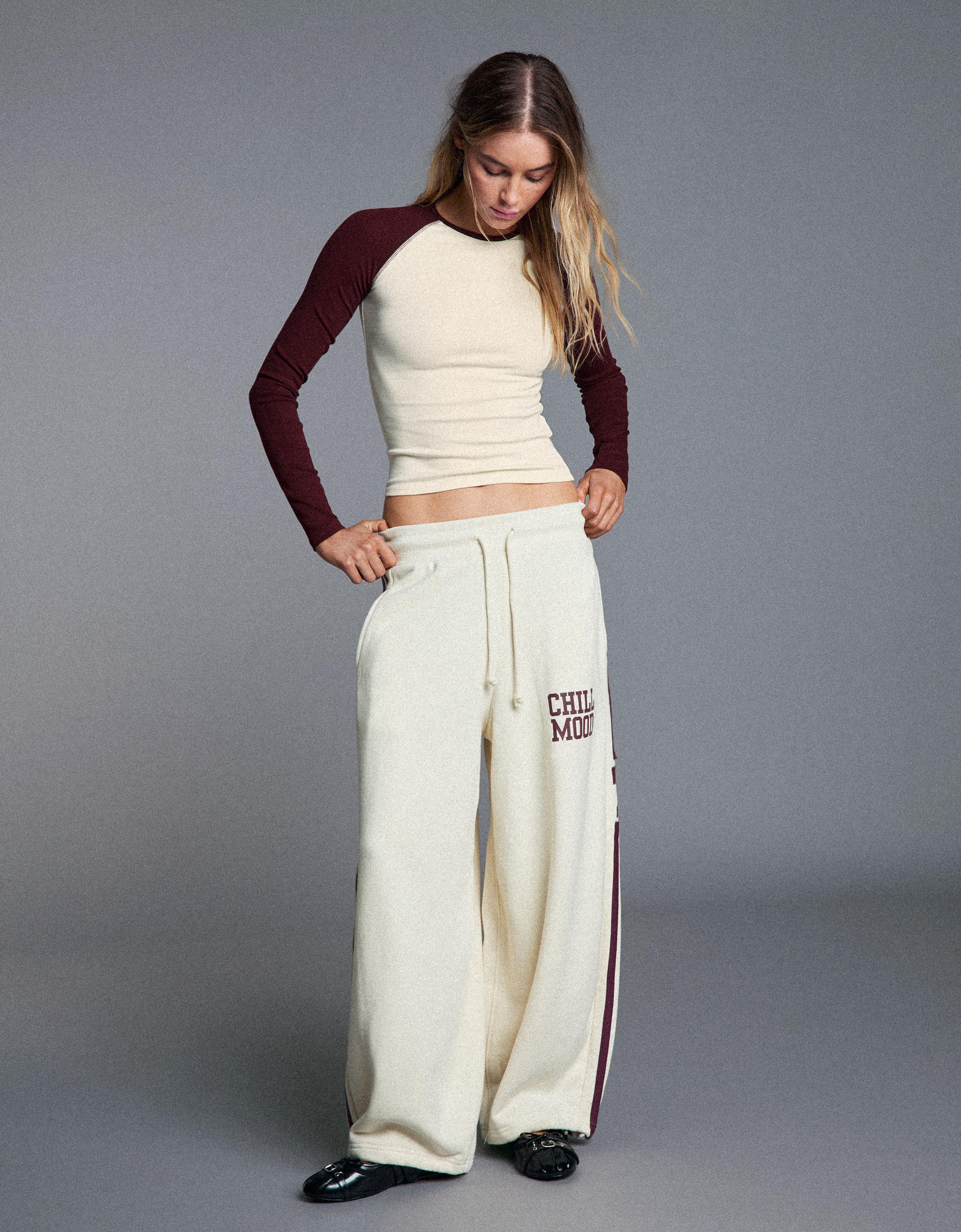 Long sleeve raglan T-shirt — Burgundy
