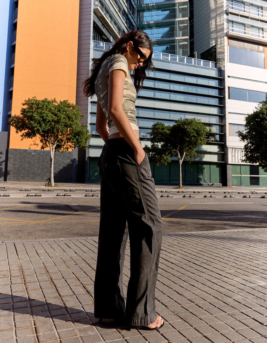 Straight fit kargo pantolon-Haki