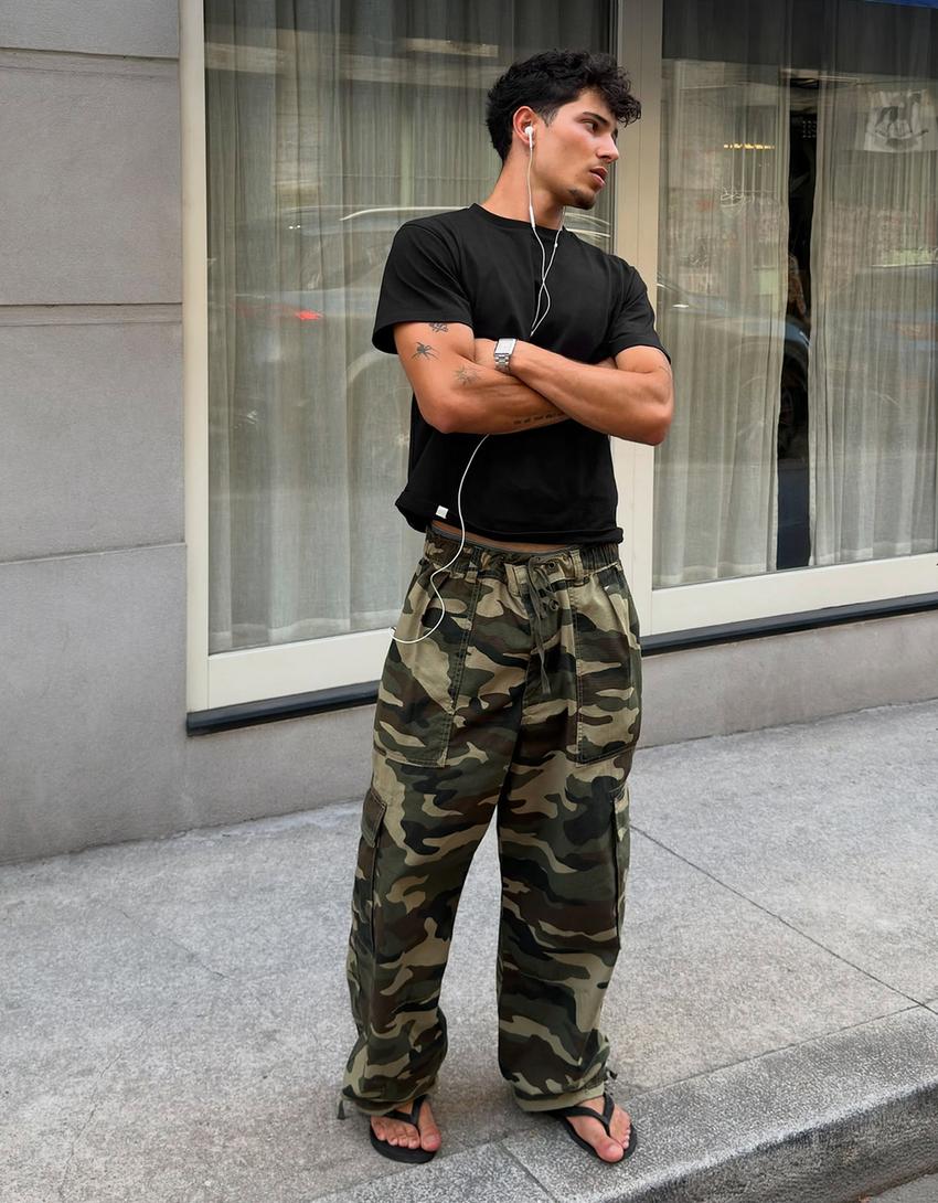 Pantalón baggy cargo-Kaki