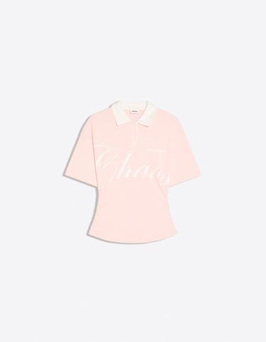 Short sleeve sash print polo shirt — Pink 5