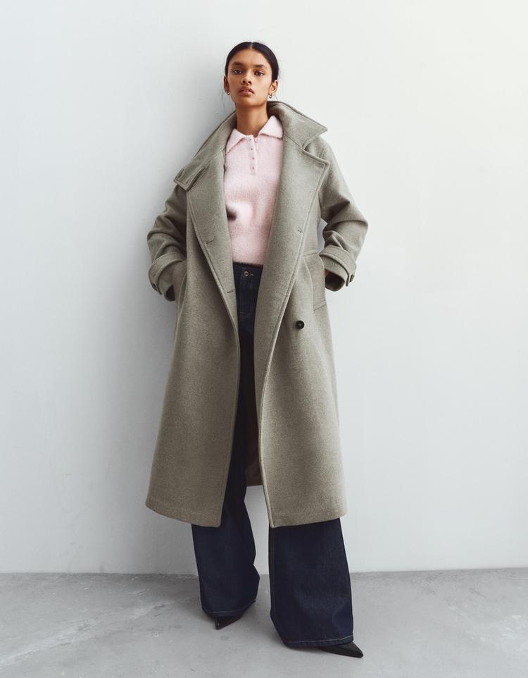 Manteau long à col montant