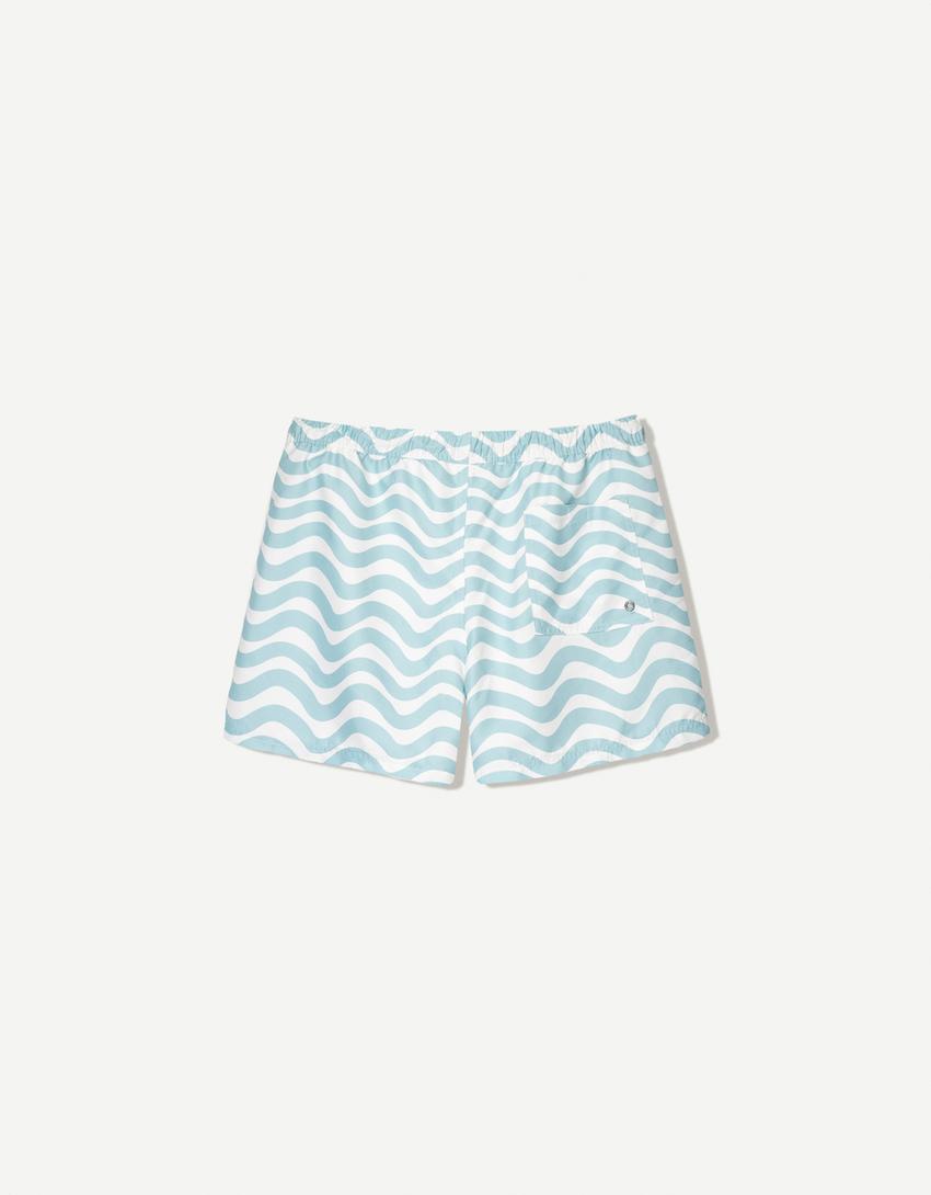 Printed swimming trunks-Light blue