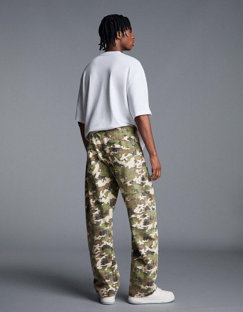 Jeans imprimé torsadé-Vert