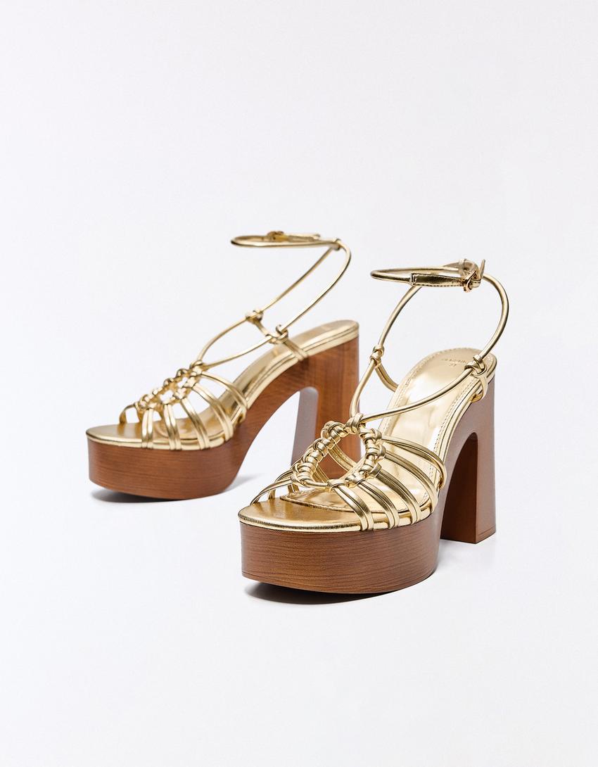 Platform heel sandal-Gold