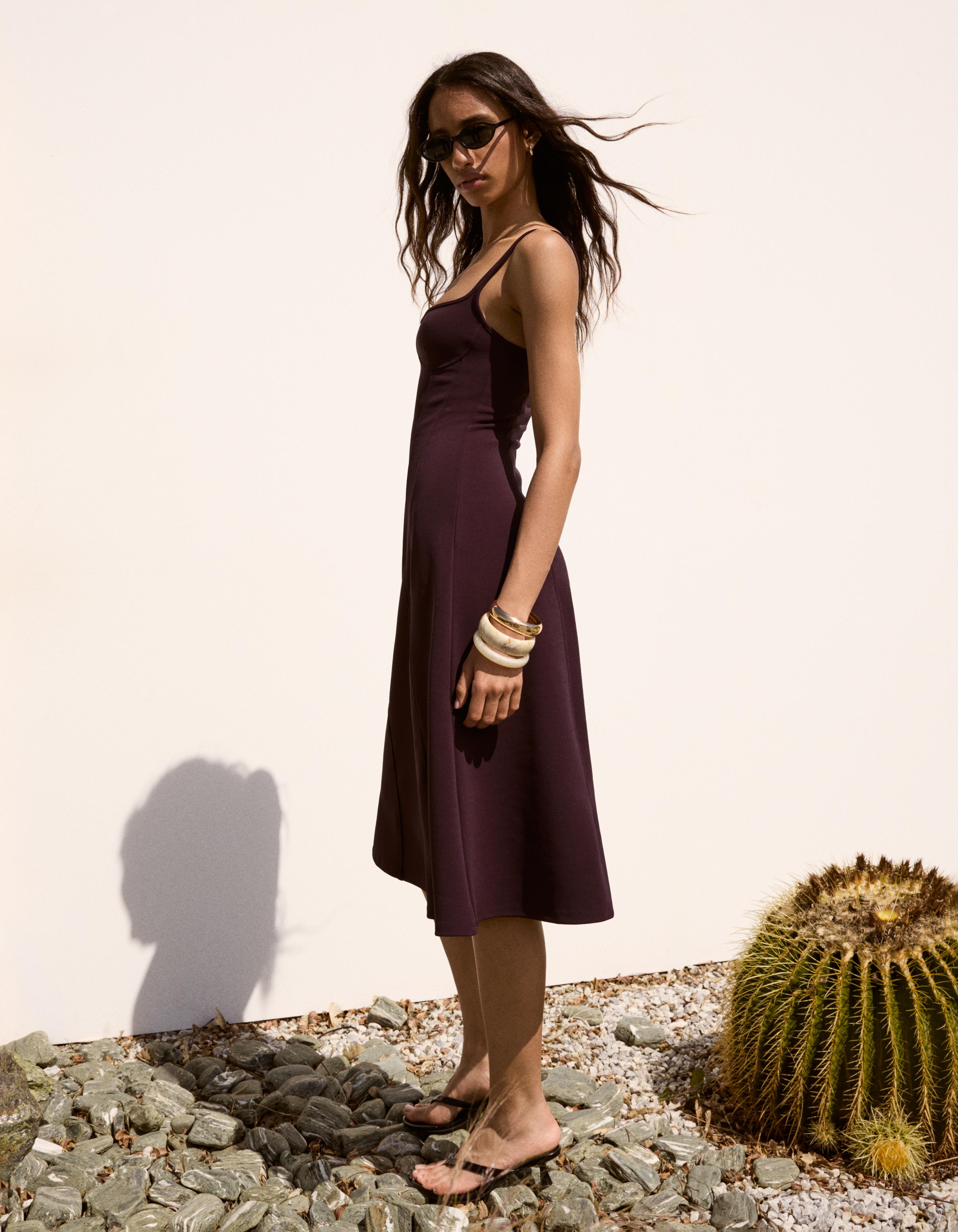 Midi corset dress with straps — Violet