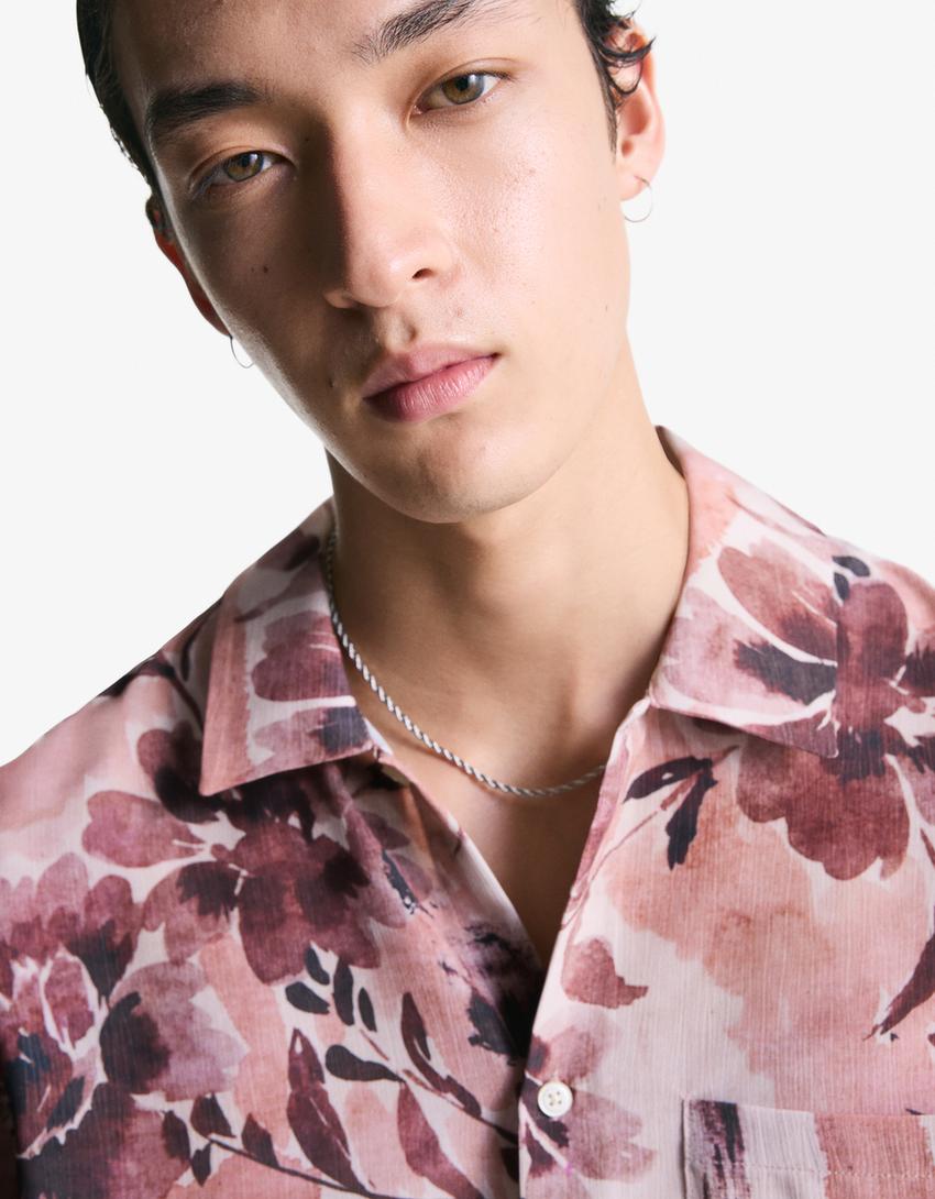 Camisa manga corta print-Rosa-2