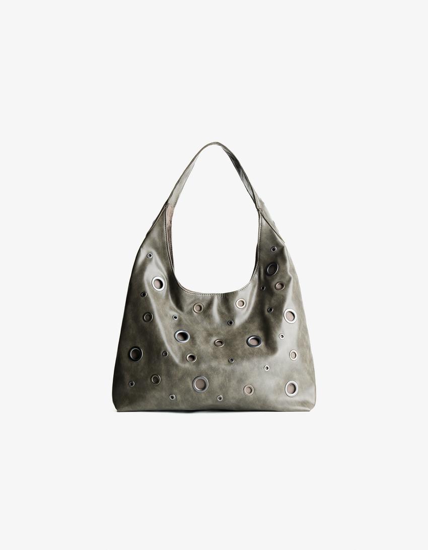 Bag with eyelets-Dark grey