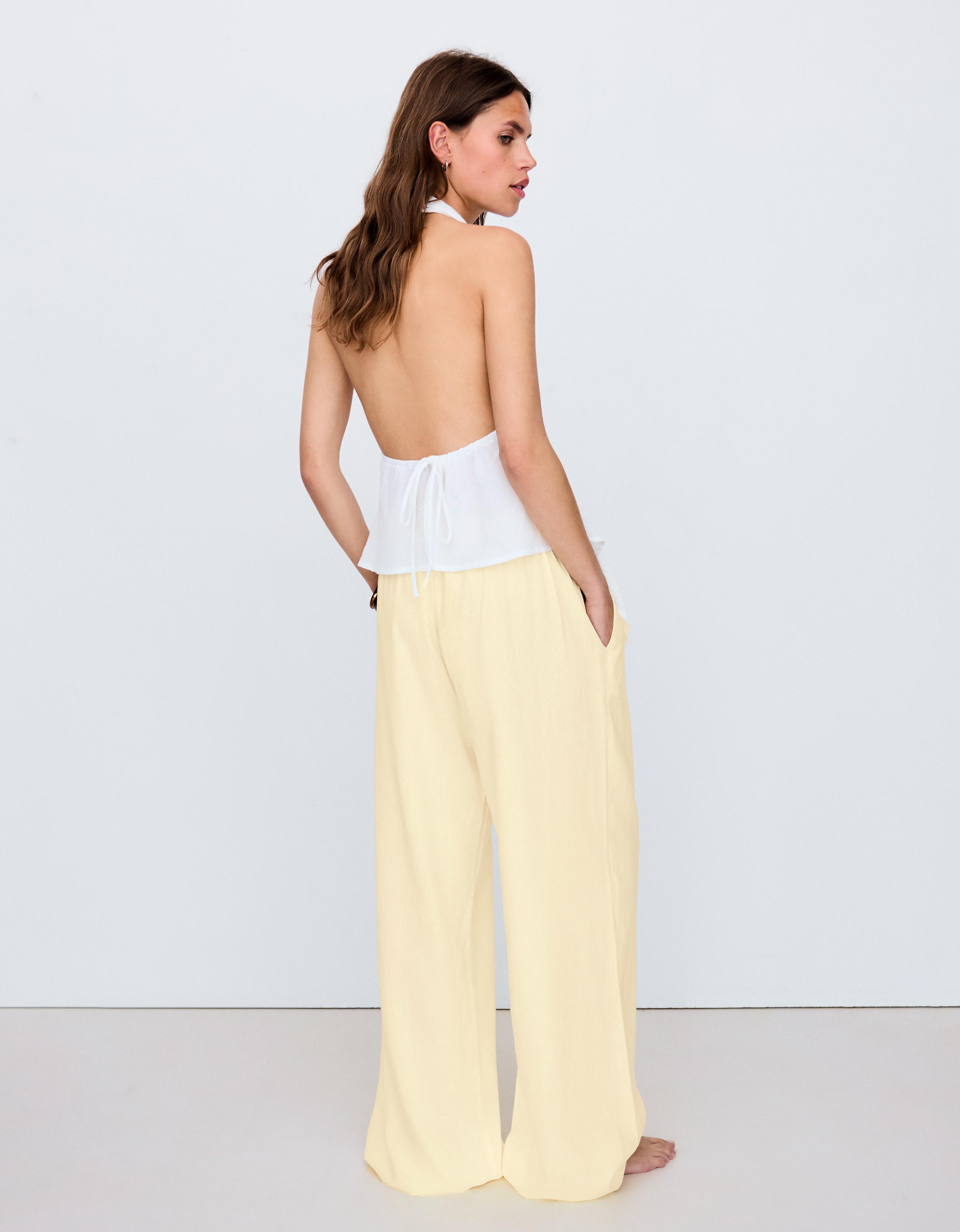 Elasticated waist trousers — Yellow