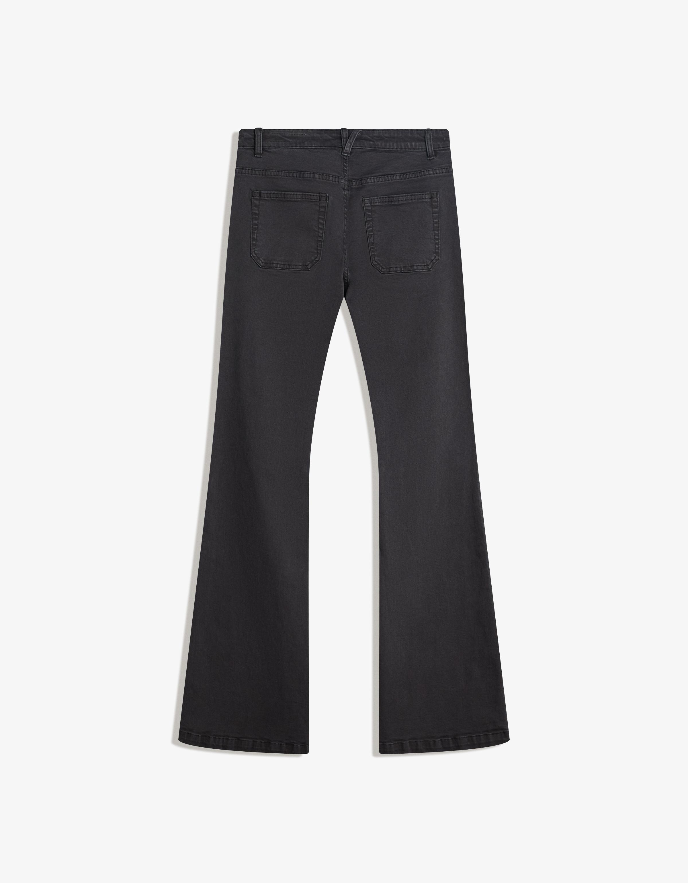 Flare trousers with flaps and pocket — Black