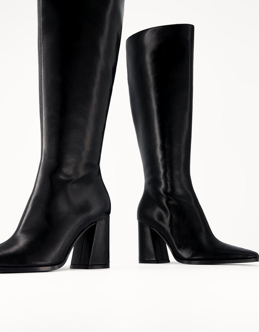 Bota tacón ancho-Negro-3