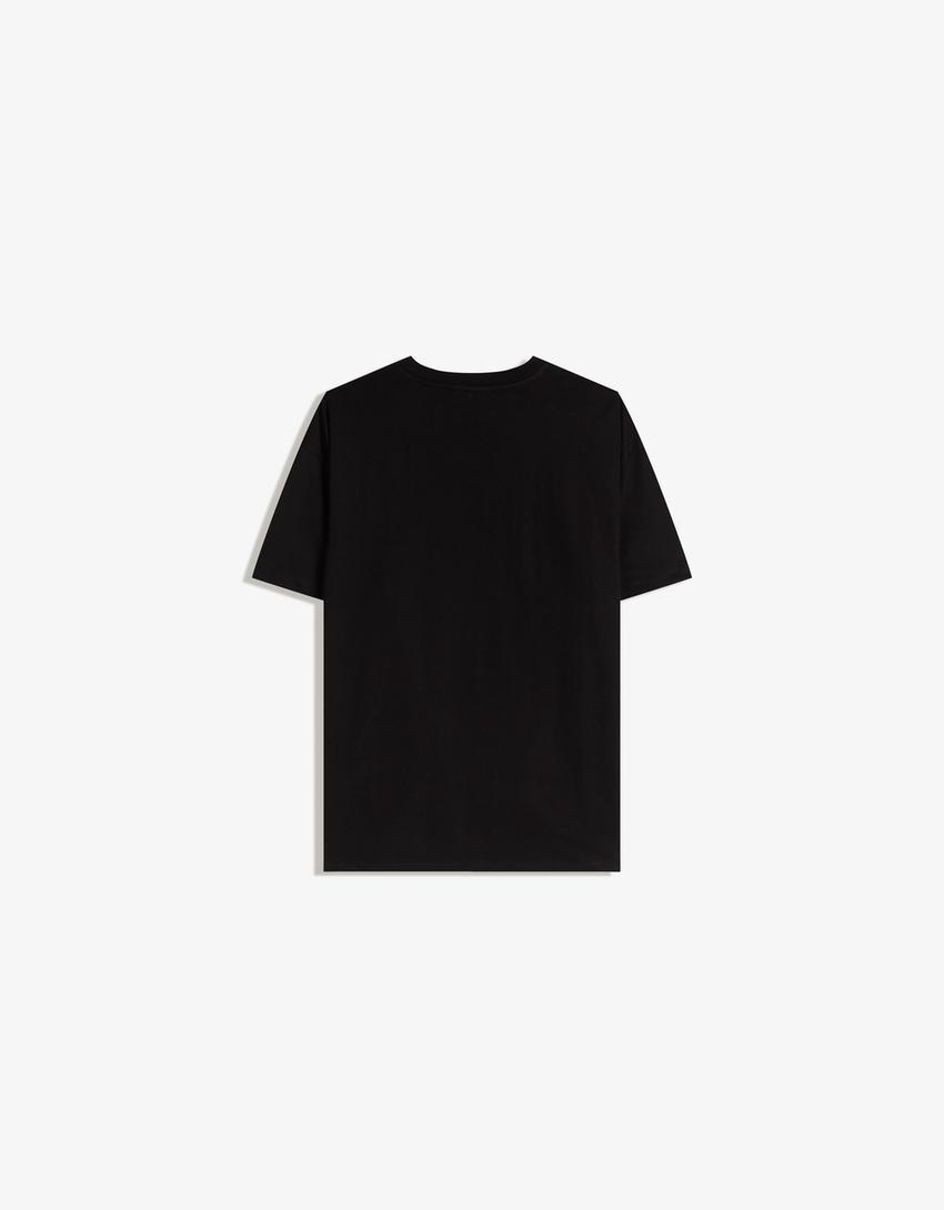 T-shirt manches courtes oversize imprimé-Noir