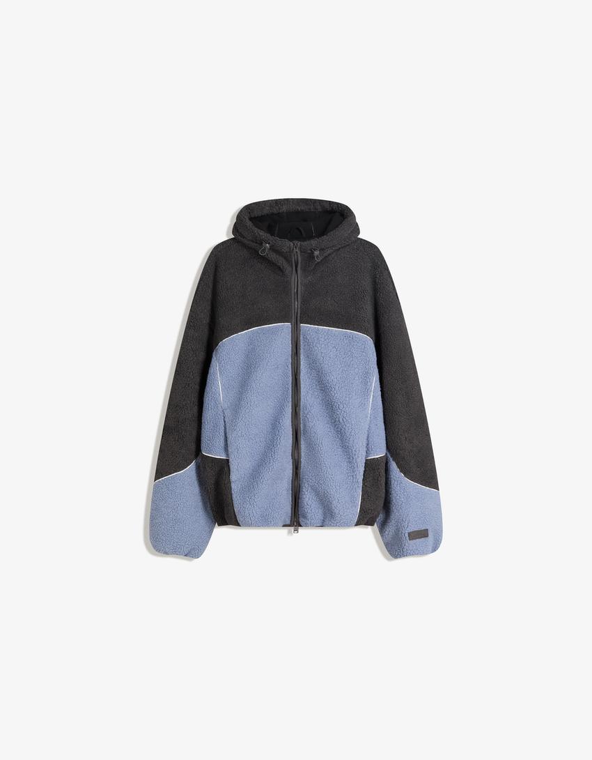 Faux shearling jacket-Light blue