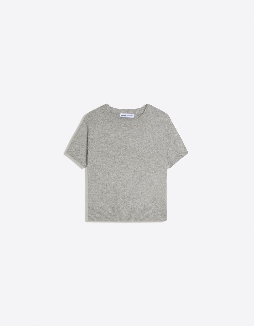 Jersey manga corta cuello redondo-Gris