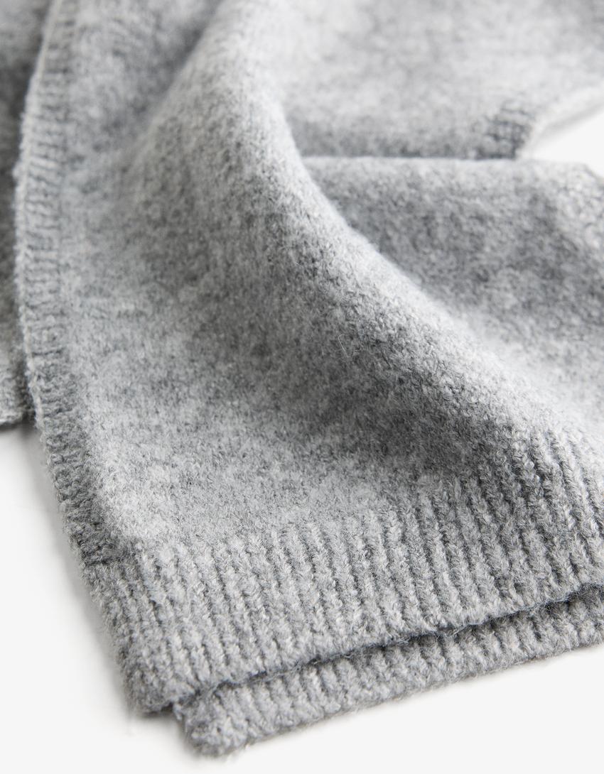 Úpletová šála s kapucí-Šedá