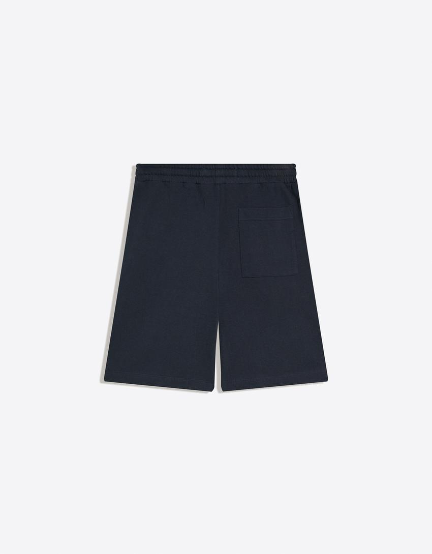 Bermude simple flaușate-Bleumarin