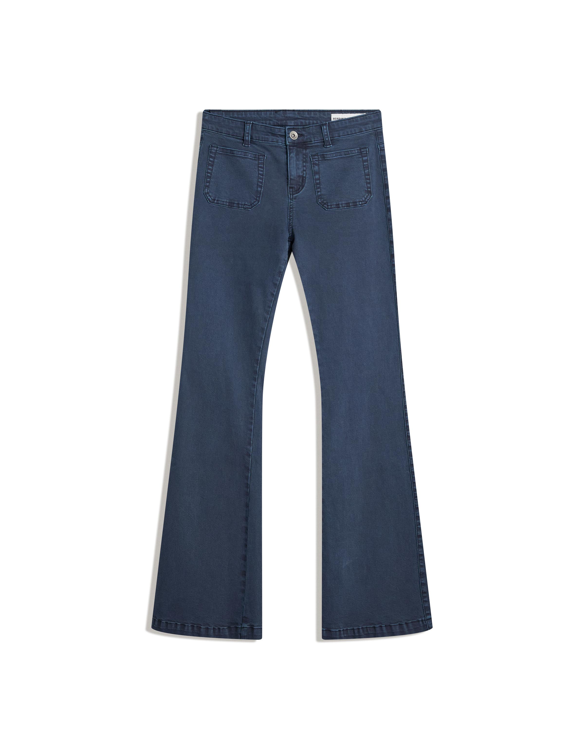 Flare trousers with flaps and pocket