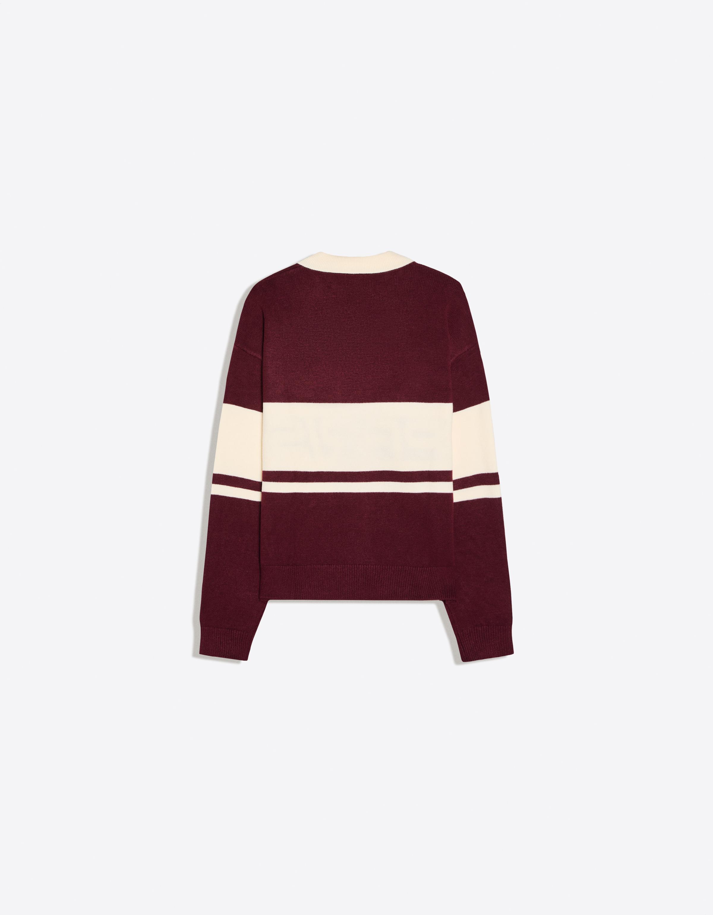 Embroidered polo collar jumper — Maroon