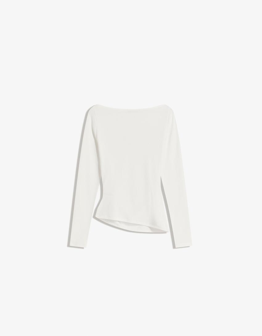 Langærmet, asymmetrisk T-shirt-Off-white-4
