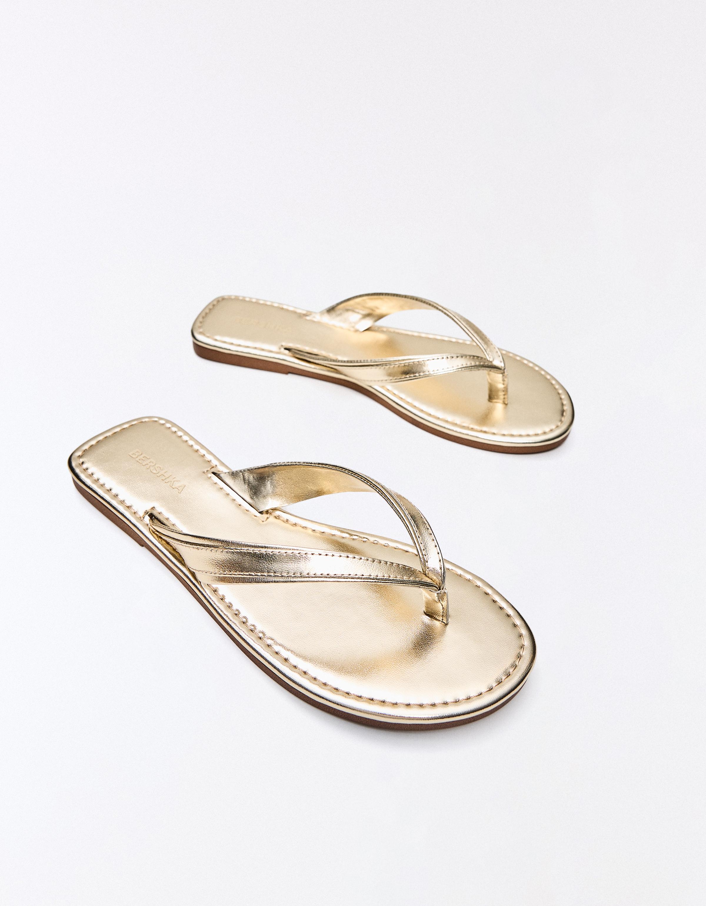 FLAT THONG SANDALS — Gold