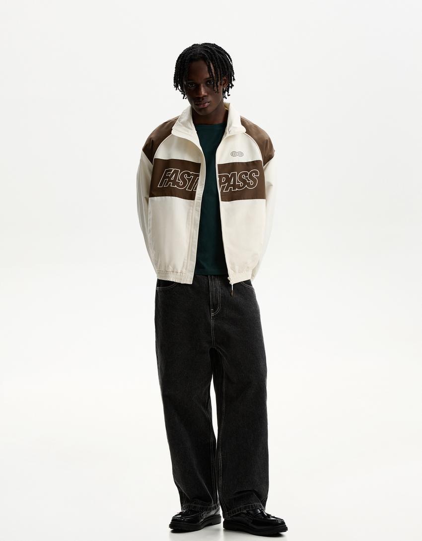 Blouson technique imprimé-Marron-3