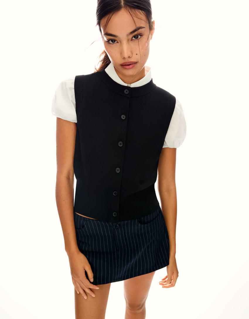 Falda mini tailoring-Marino