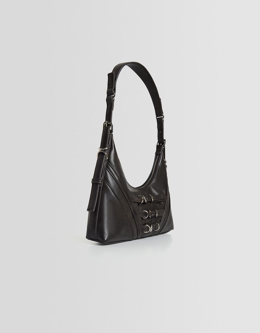 Shoulder bag with detail-Dark grey-4