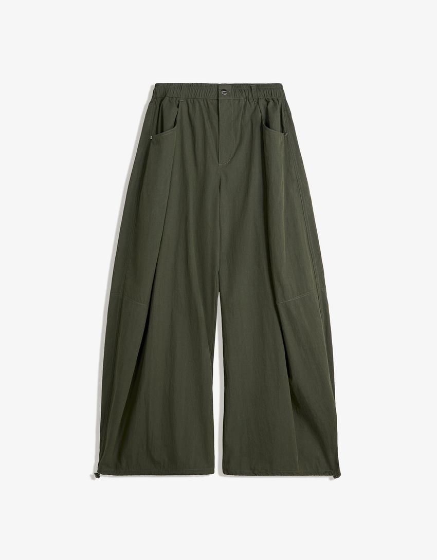 Technical balloon parachute pants-Green