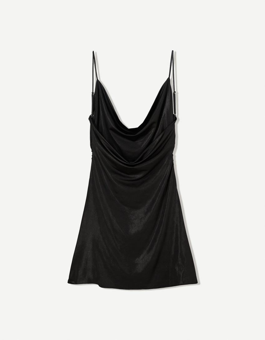 Vestito mini spalline brillante-Nero