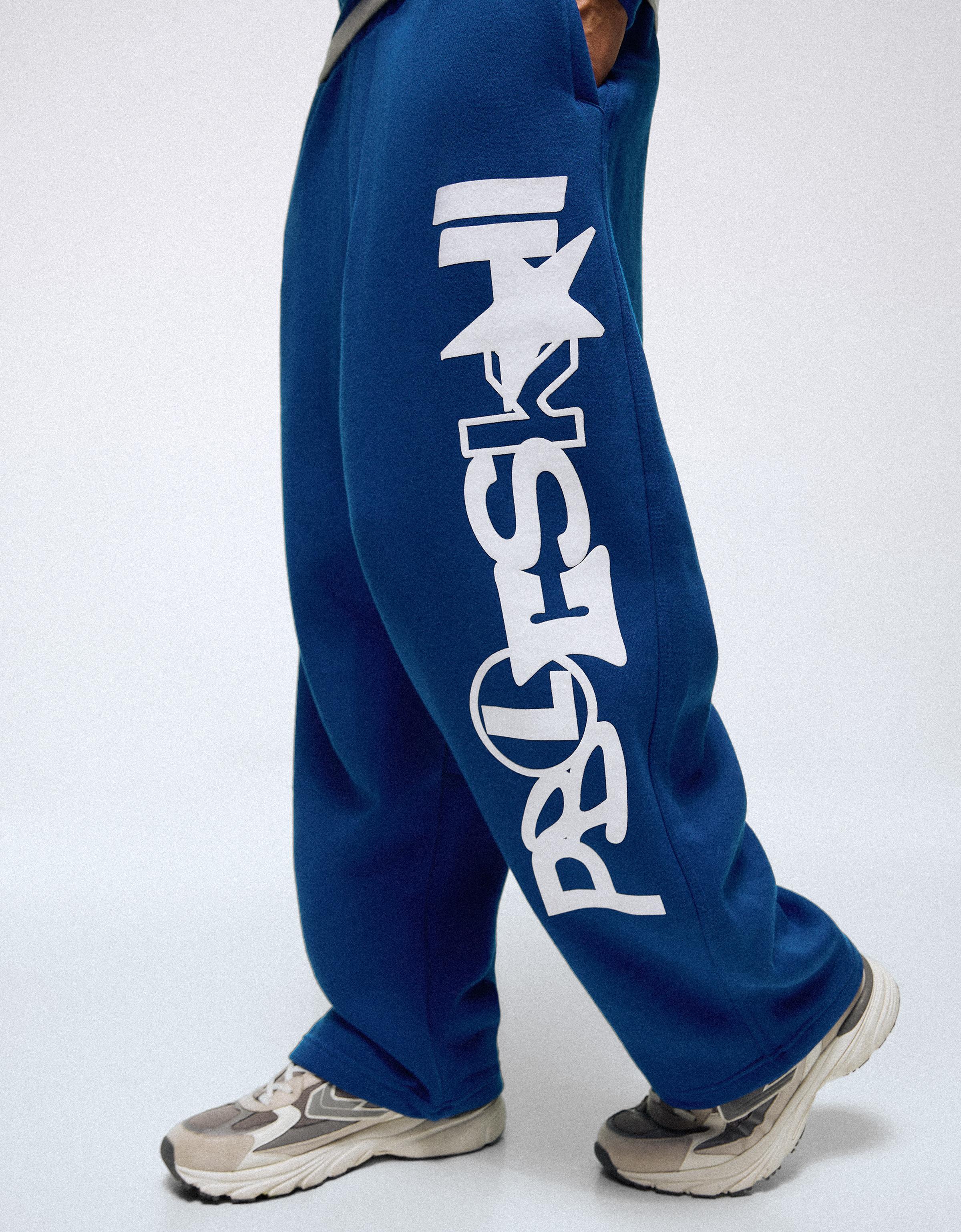 Balloon trousers with side print — Blue