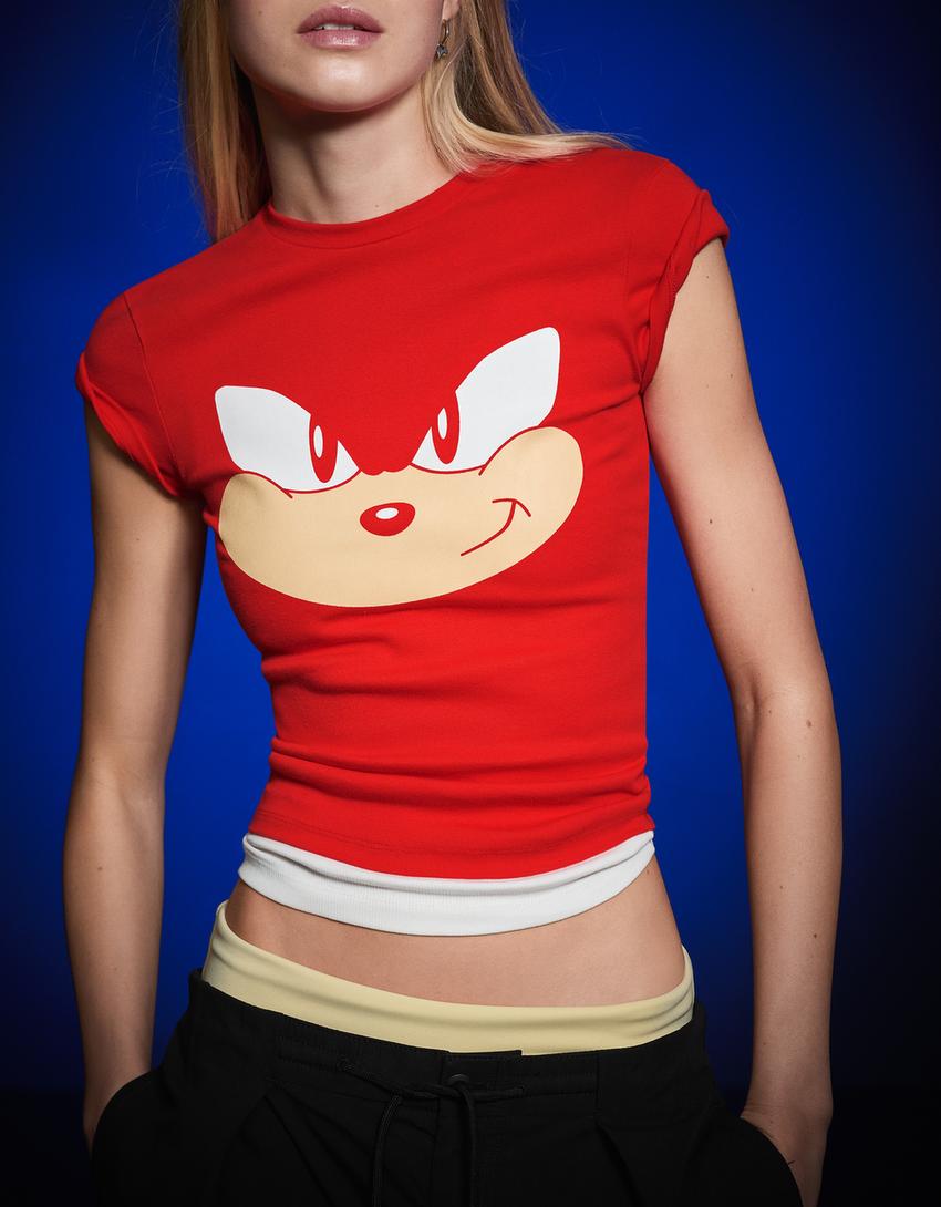 T-Shirt mit Sonic-Sonic-Print-Rot