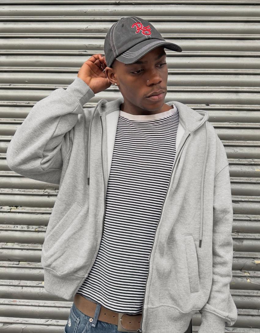 Sweat zippé à capuche-Gris