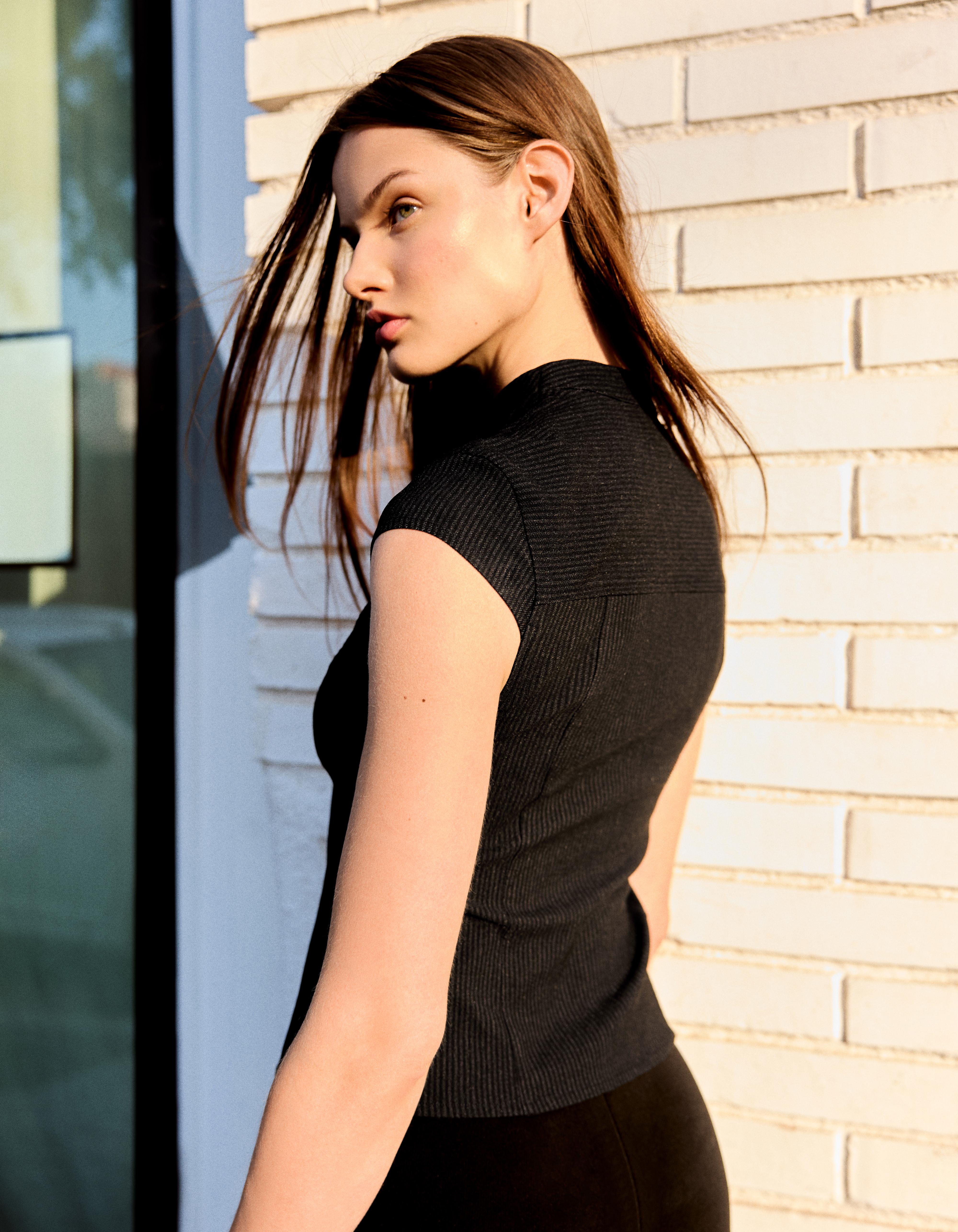 Short sleeve wrap shirt — Grey