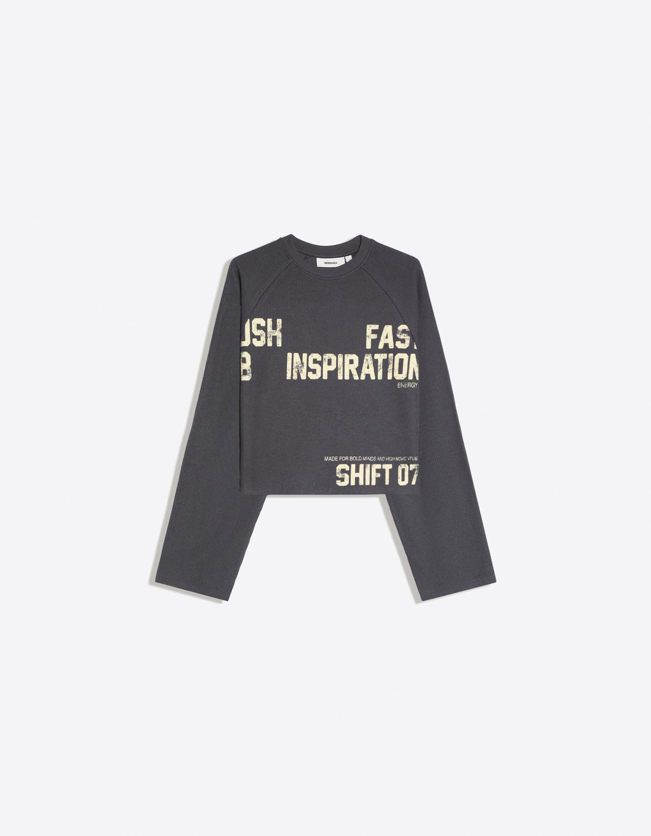 Round neck print sweatshirt — Grey
