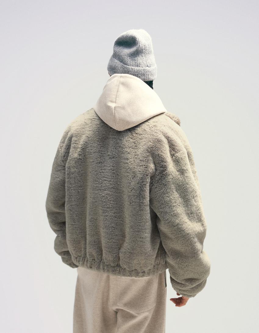 Faux fur jacket-Grey