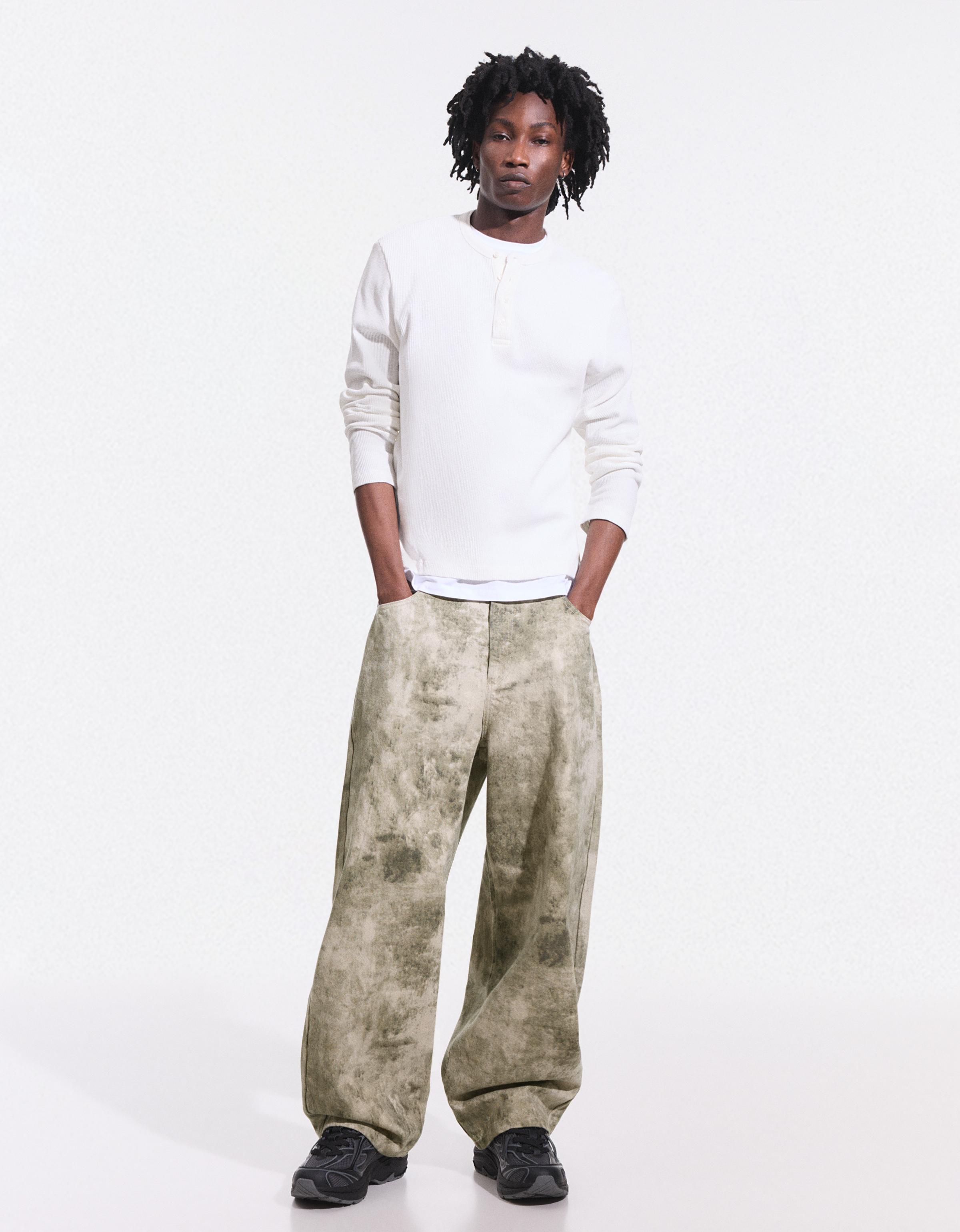 Baskılı super baggy fit pantolon - Görsel 2