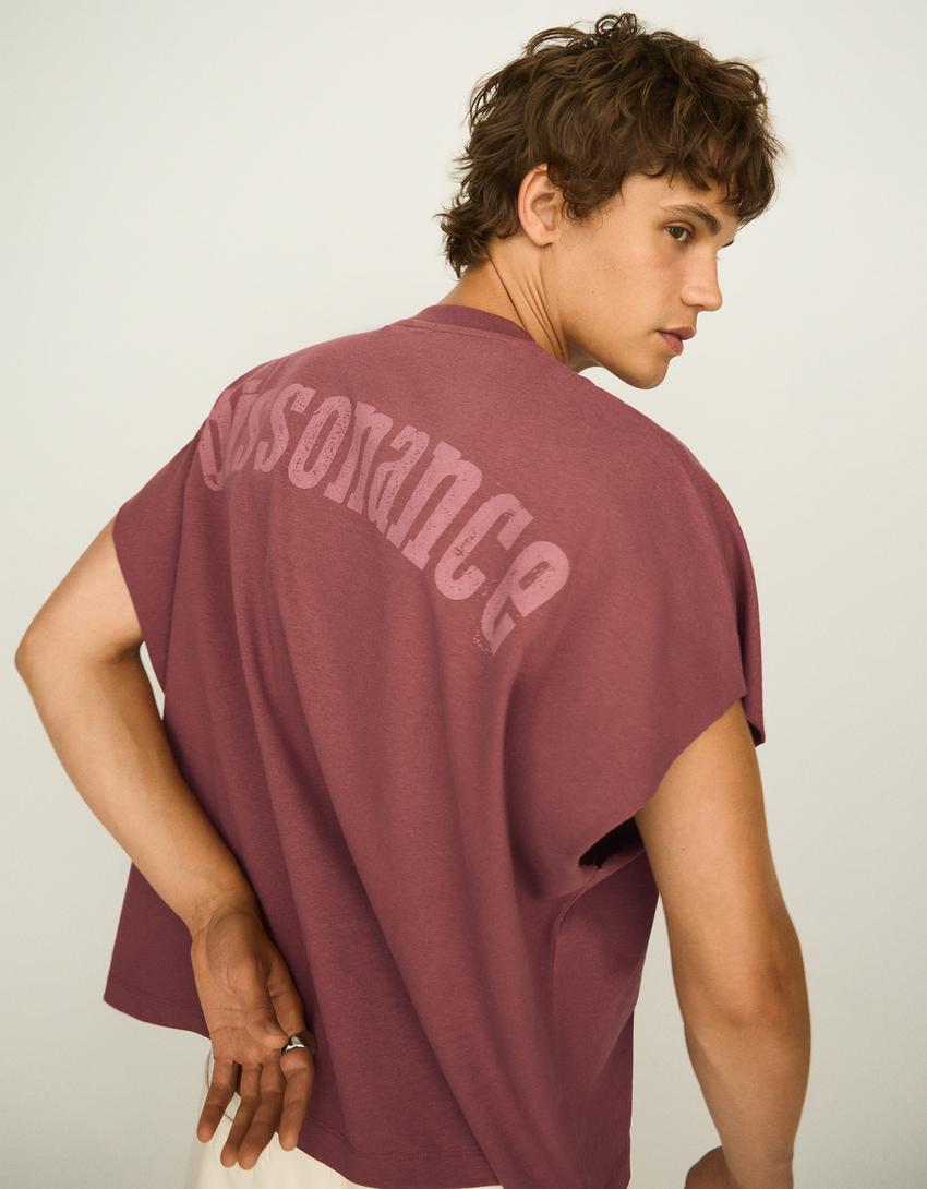 T-shirt worker oversize imprimé-Grenat