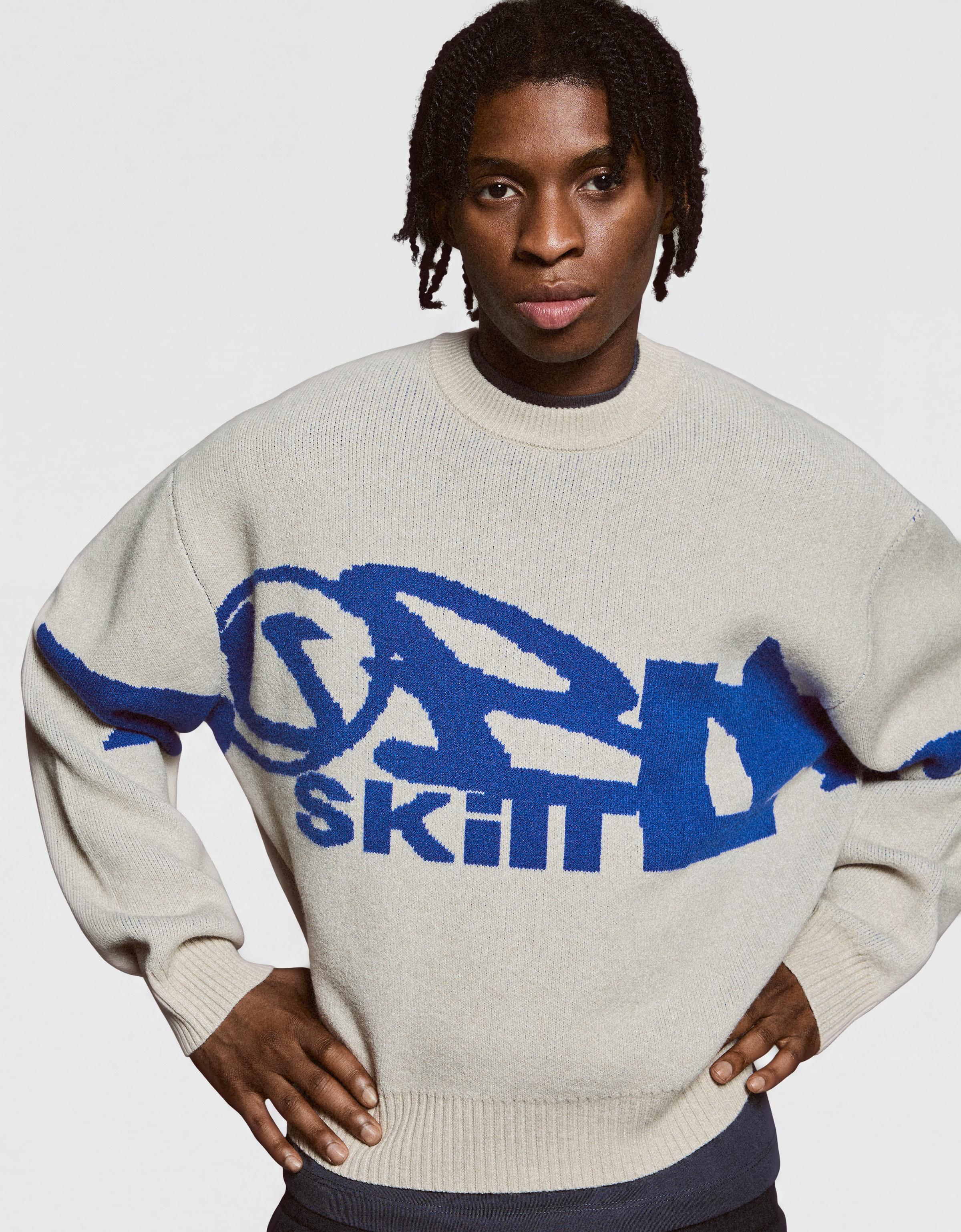 Graphic jacquard jumper — Stone