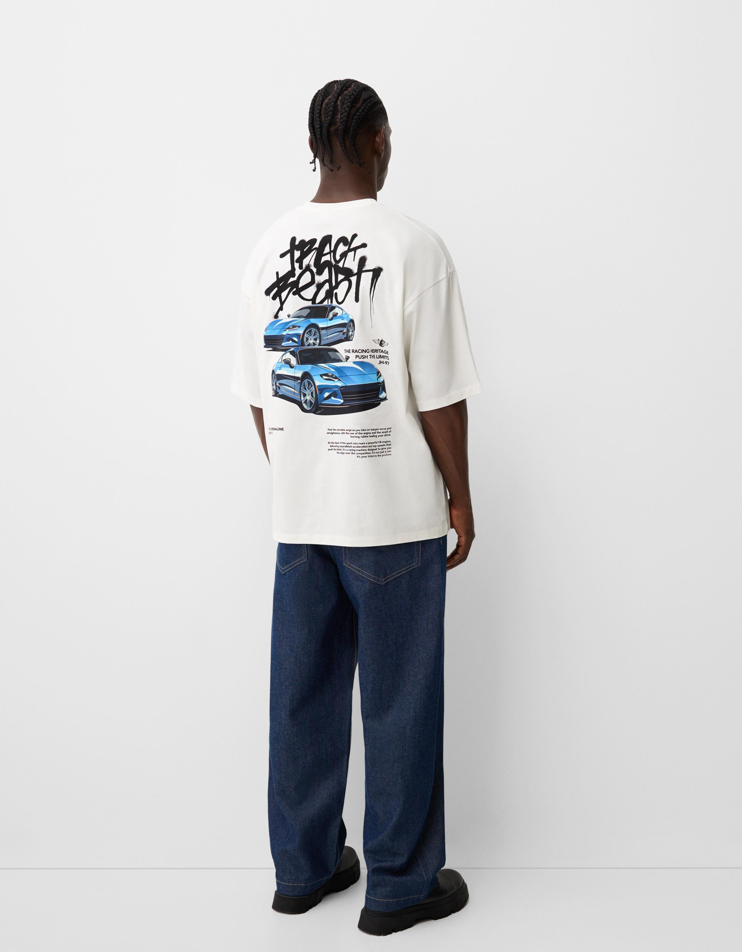 Printed short sleeve oversize T-shirt - T-shirts - Men | Bershka