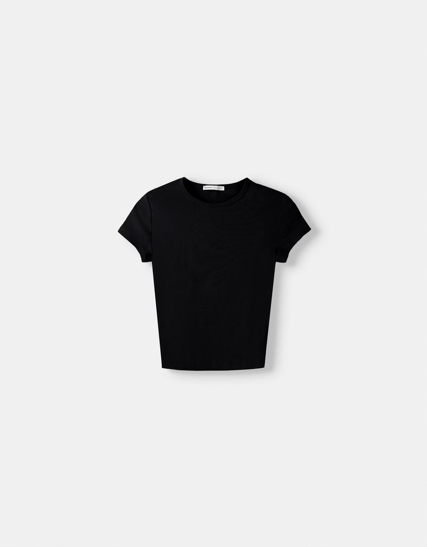 Short sleeve crew neck T-shirt-Black-5