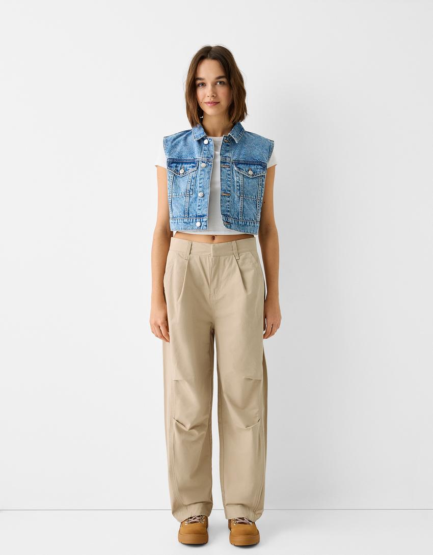 Pantalon baggy balloon-Camel-0