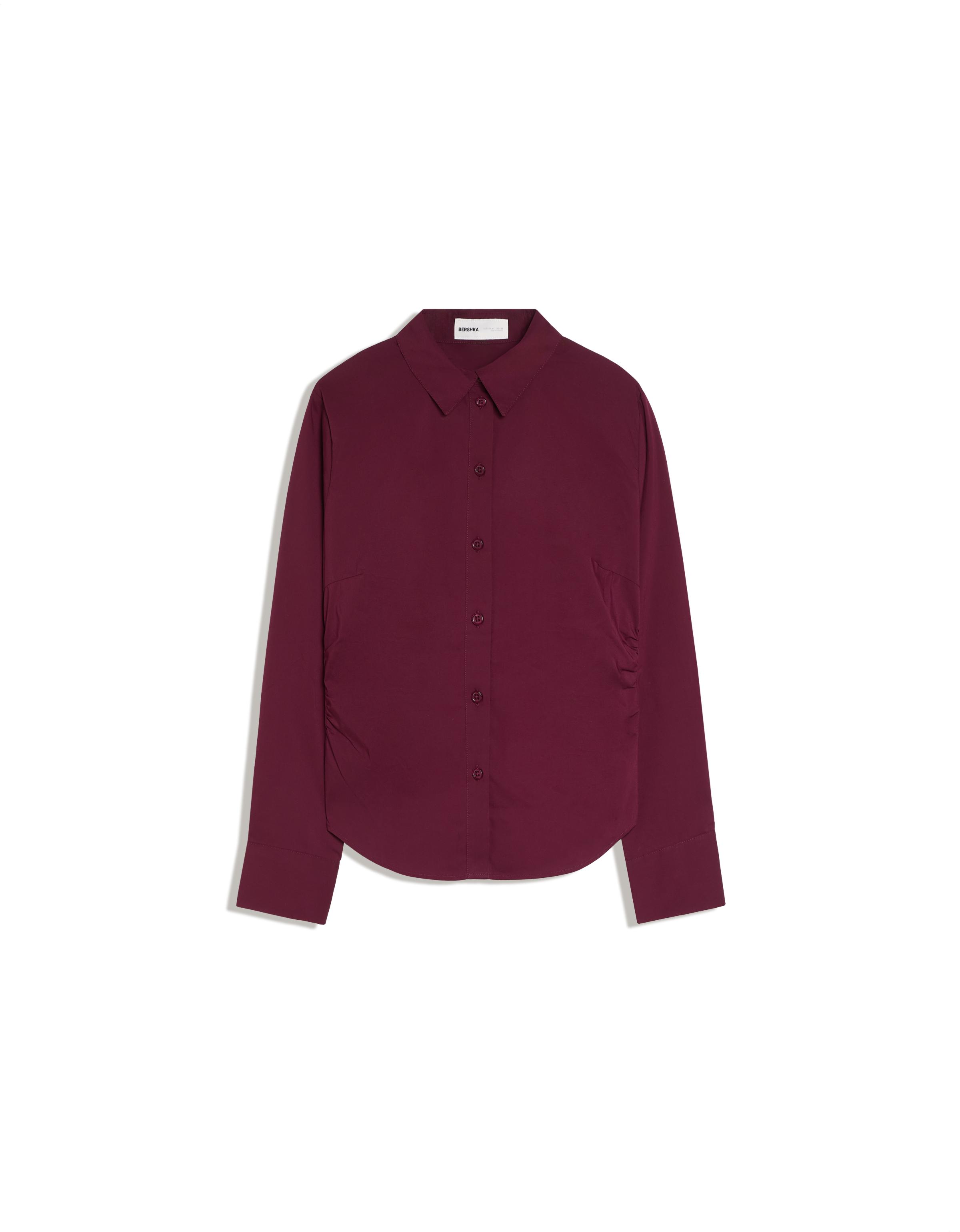 Fitted long-sleeved shirt — Maroon