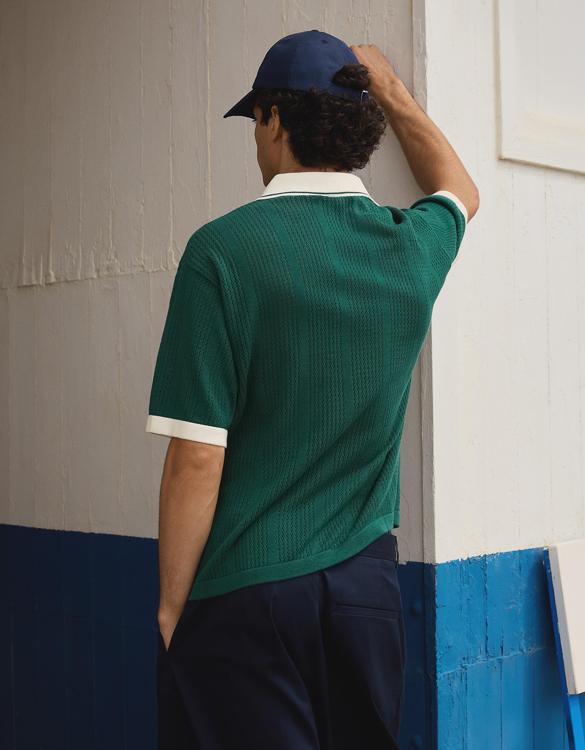 Short sleeve print polo shirt — Green