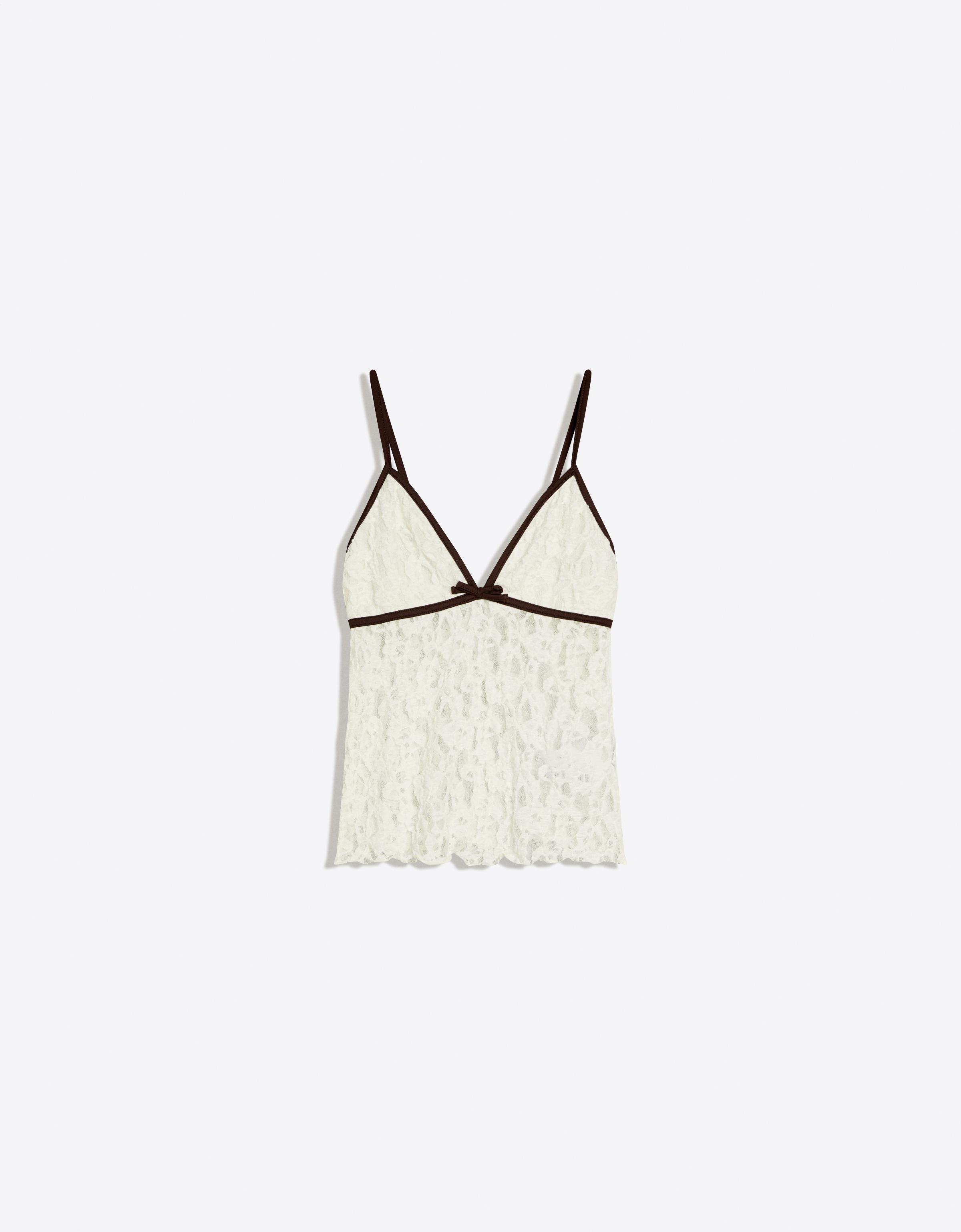 Fiyonklu dantelli askılı top - Görsel 2