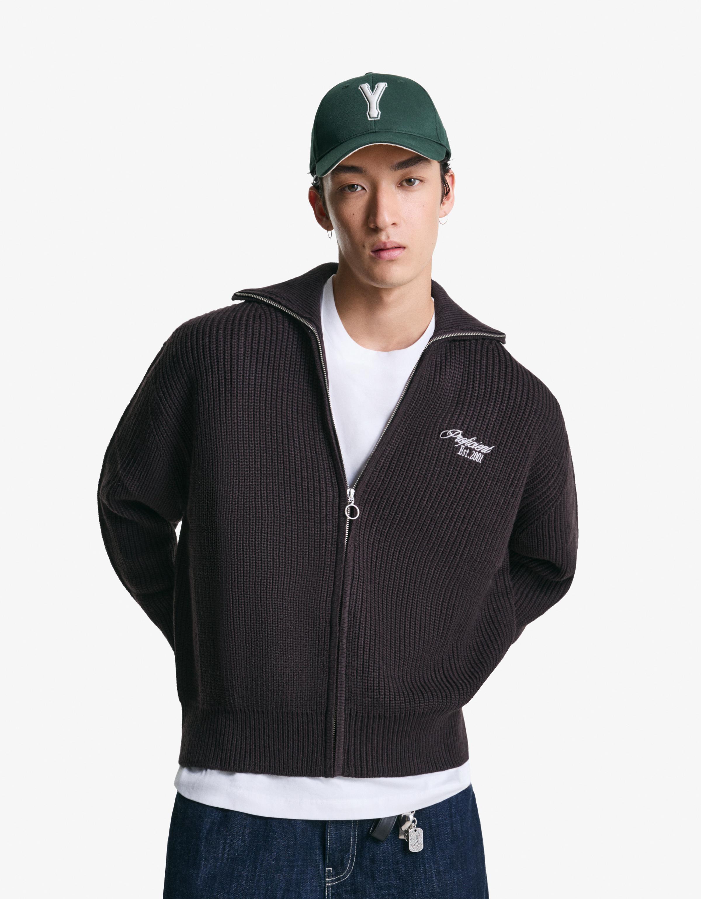 Bershka Jacke Mit Reißverschluss Und Stickerei Herren M Braun