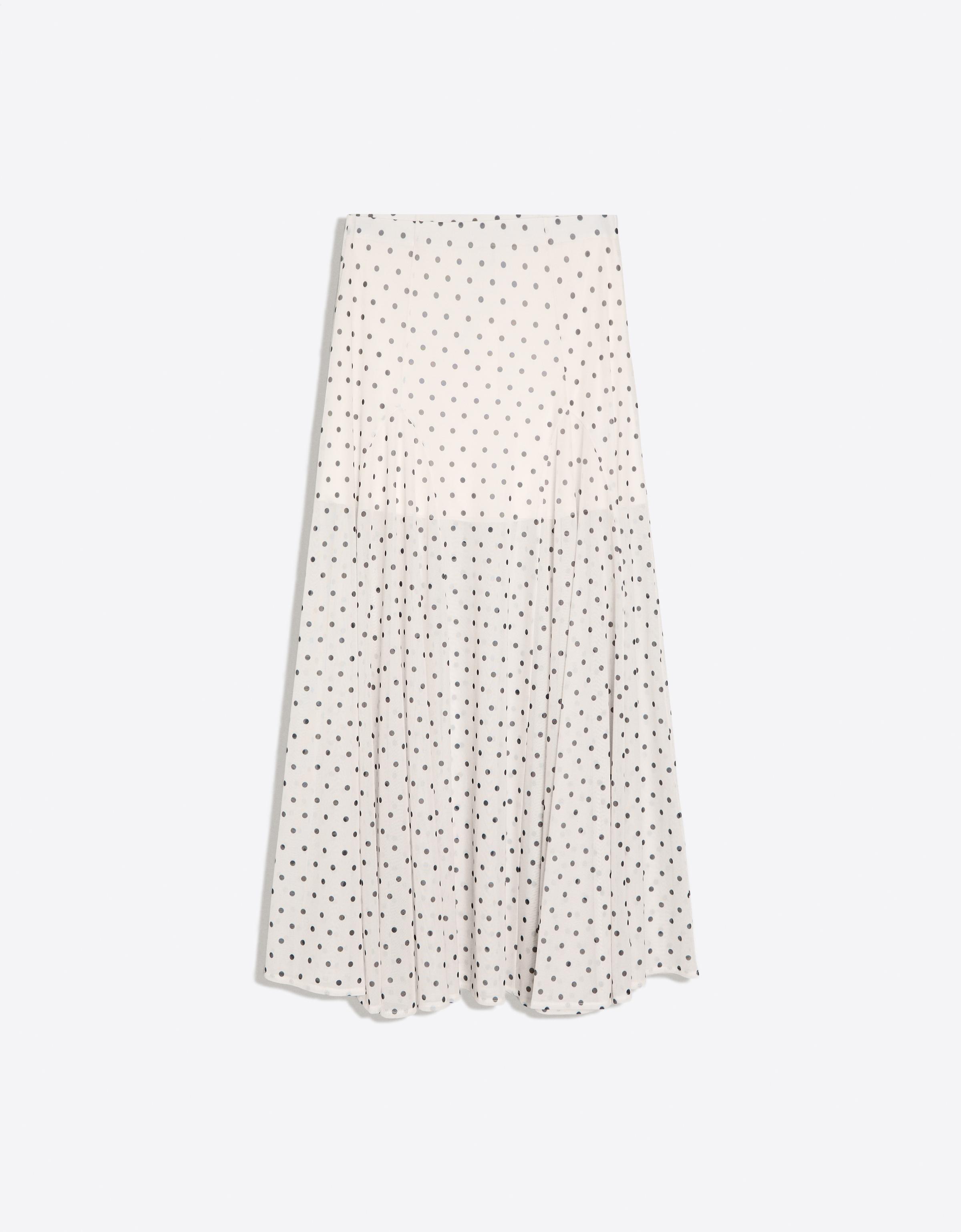 Polka dot mesh midi skirt — Cream