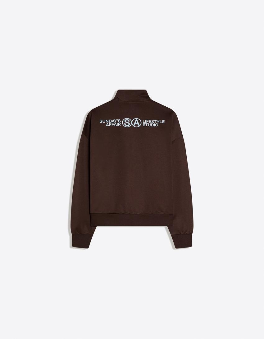 Printed Tech Jacket-Brown