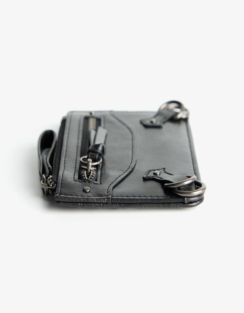 Porte-cartes effet usé-Noir