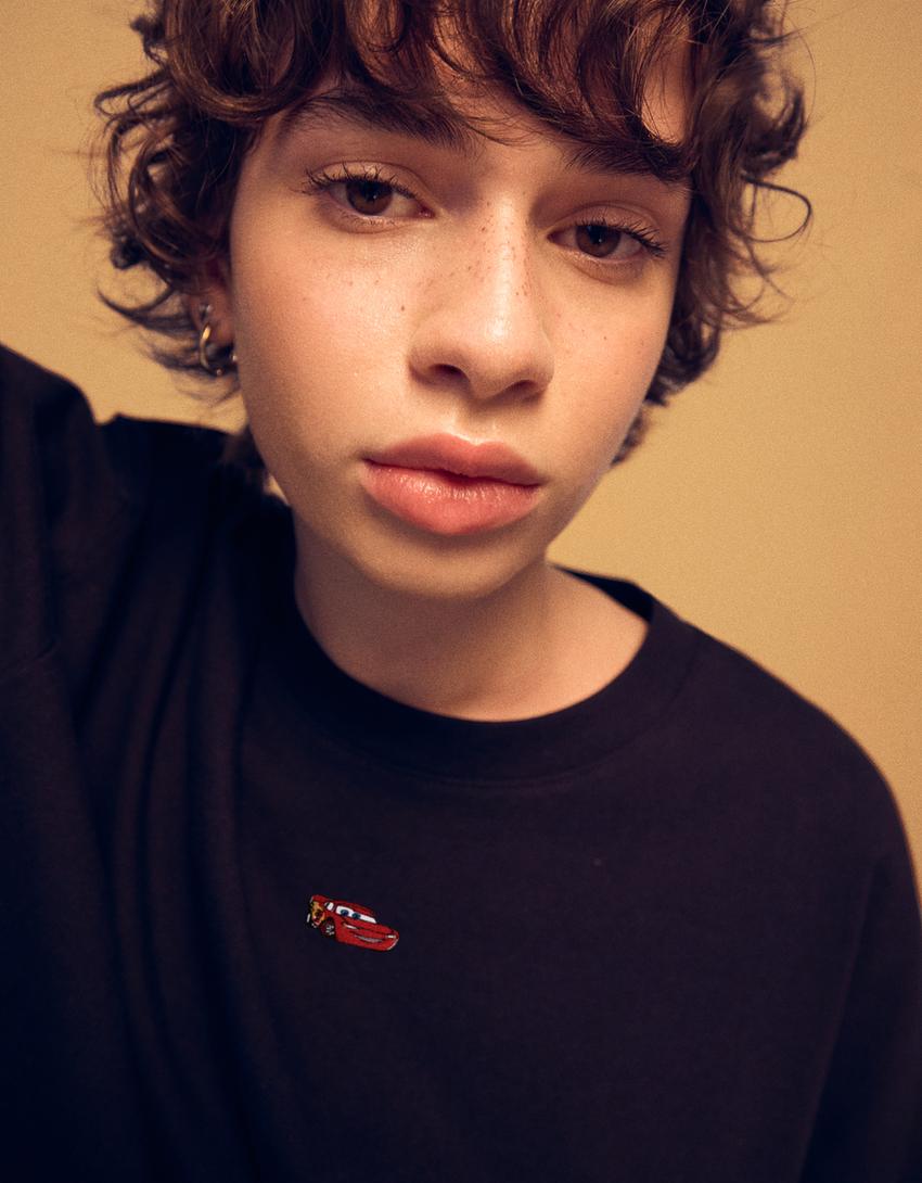 Camiseta manga corta boxy heavy cotton-Negro